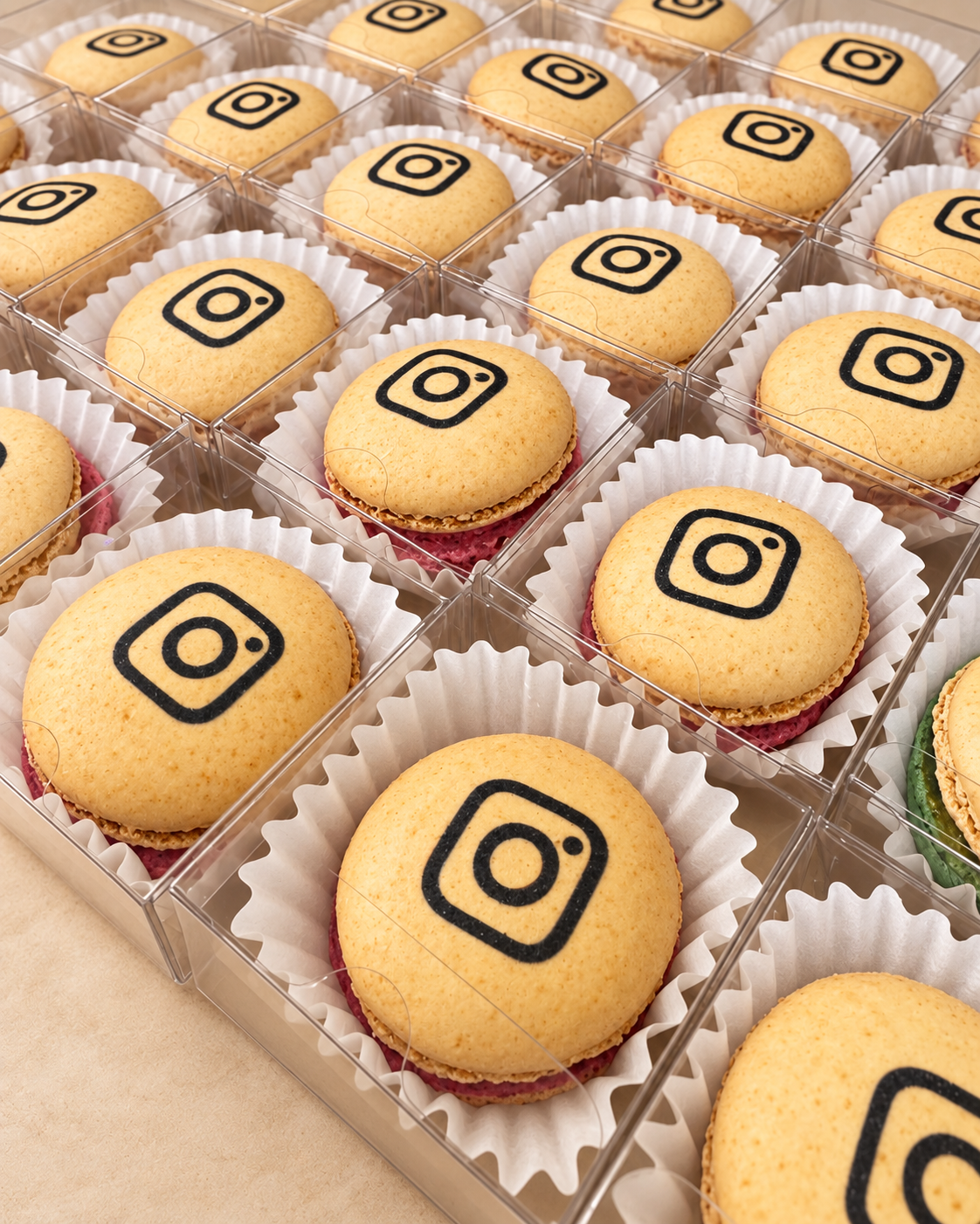 Macarons printed with the Instagram logo